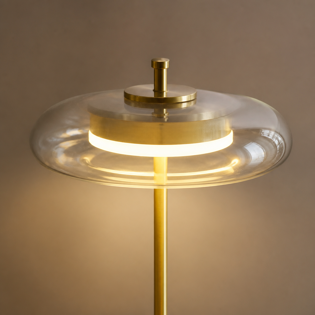Retro Gold Glass Mushroom Floor Lamp