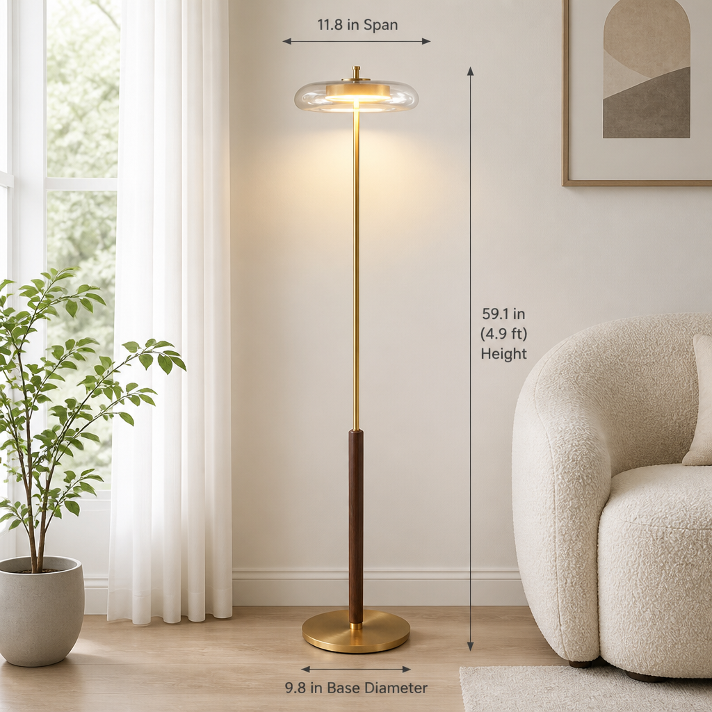 Retro Gold Glass Mushroom Floor Lamp