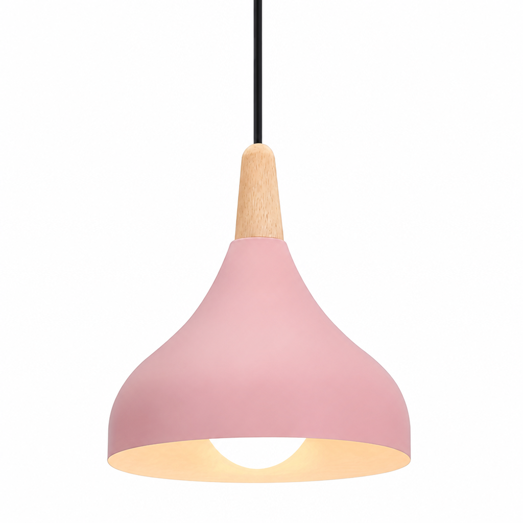 Retro Metal & Wood Teardrop Pendant Light