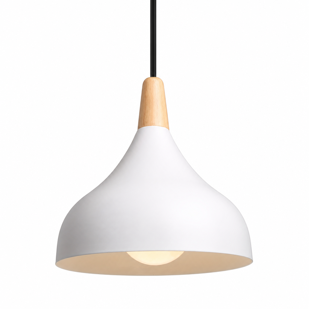 Retro Metal & Wood Teardrop Pendant Light