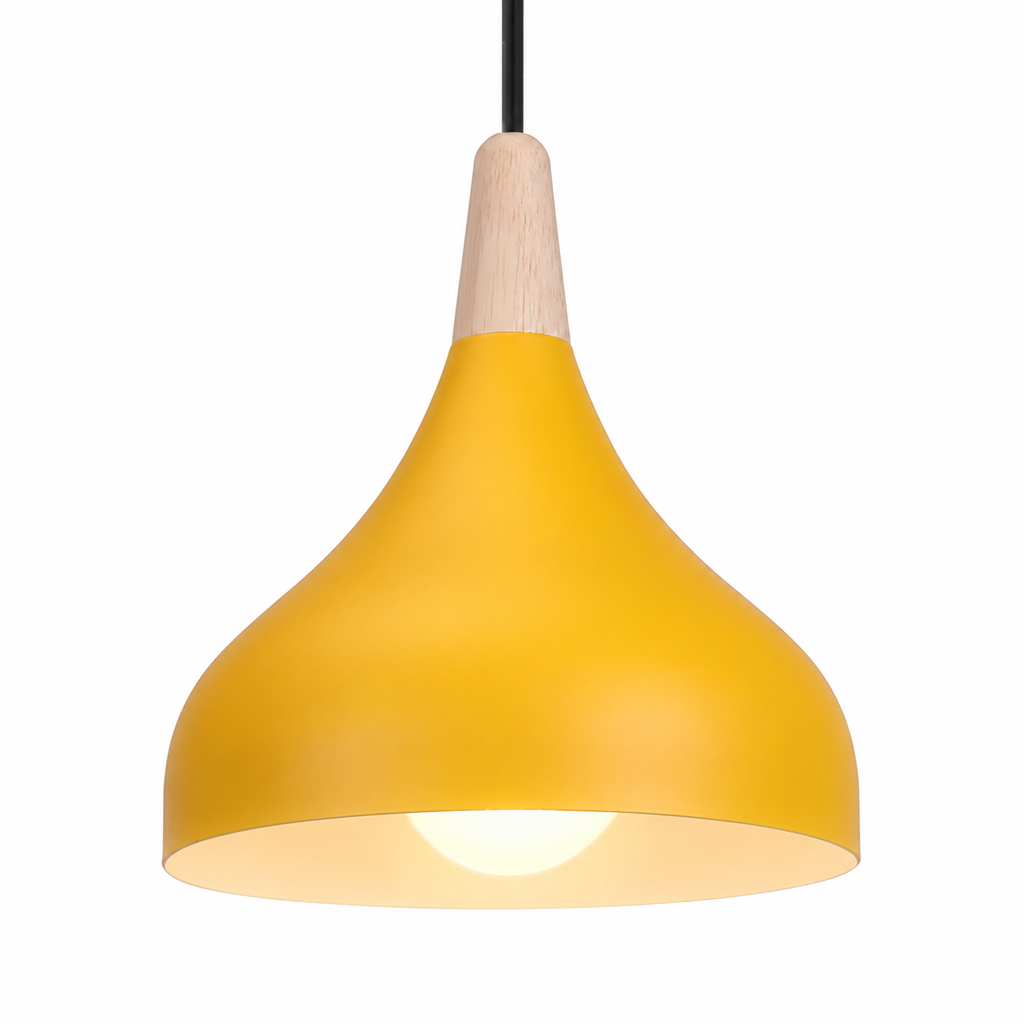 Retro Metal & Wood Teardrop Pendant Light