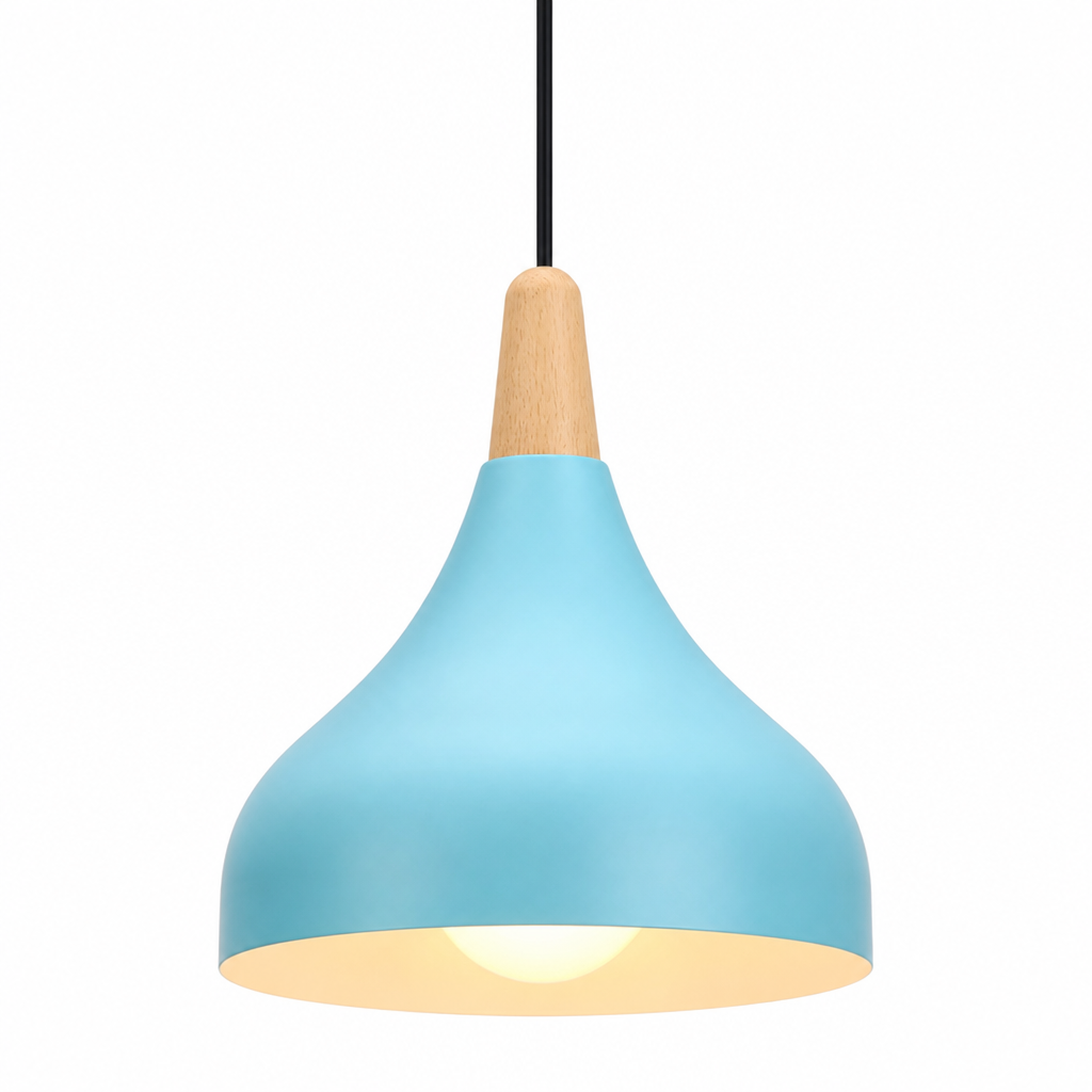 Retro Metal & Wood Teardrop Pendant Light