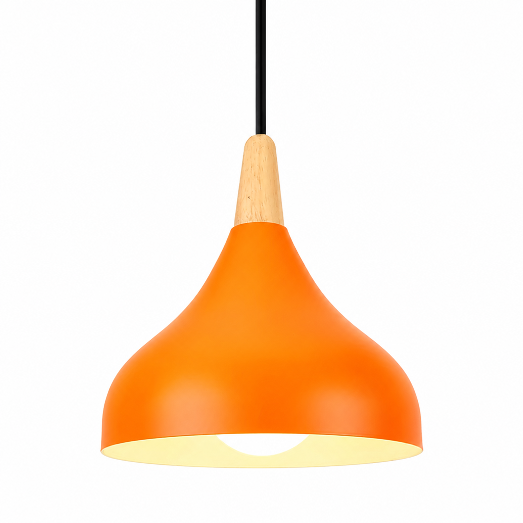 Retro Metal & Wood Teardrop Pendant Light