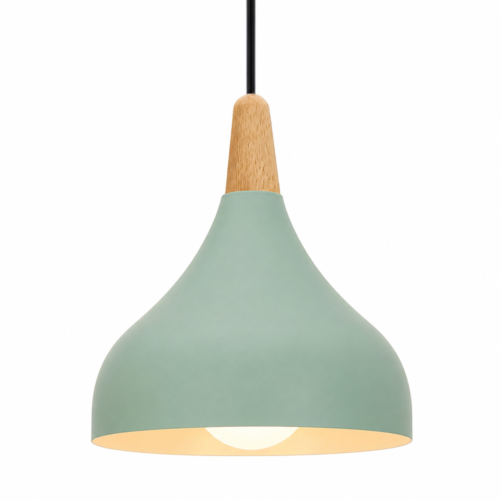 Retro Metal & Wood Teardrop Pendant Light