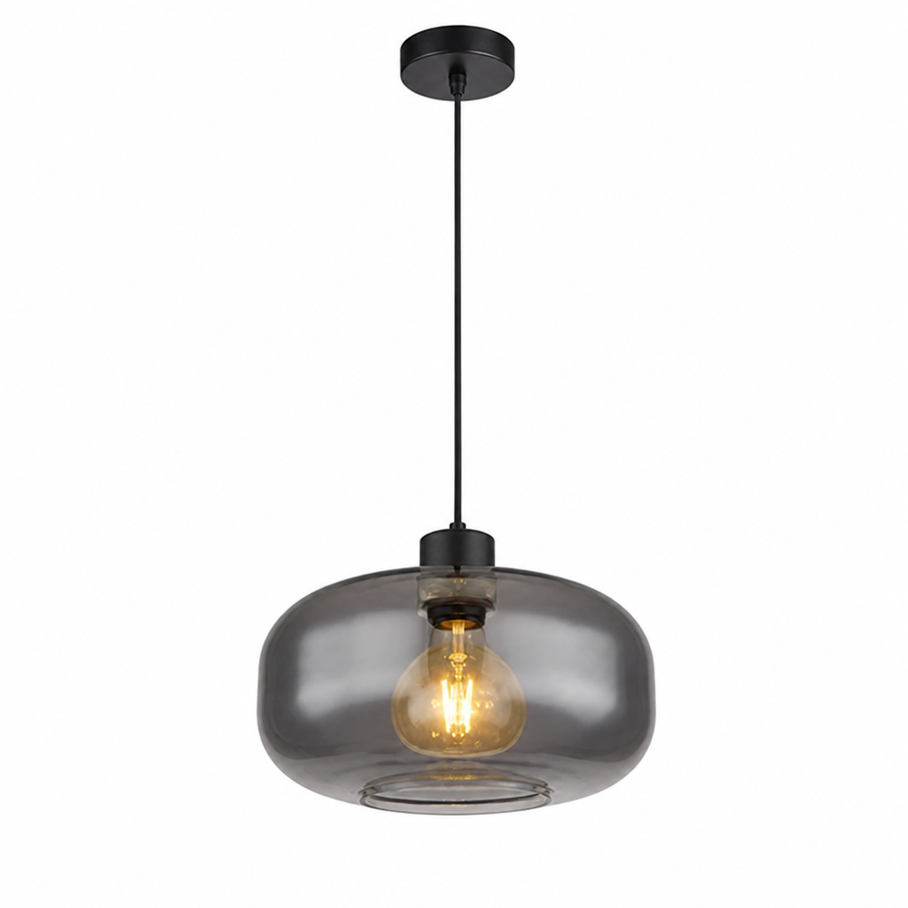 Retro Smoked Glass Round Pendant Light