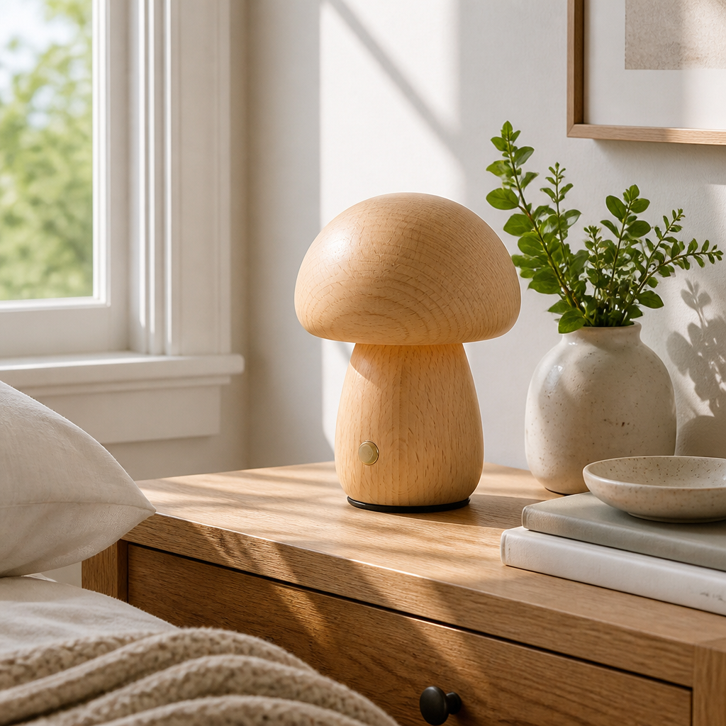 Retro Wood LED Mushroom Night Light
