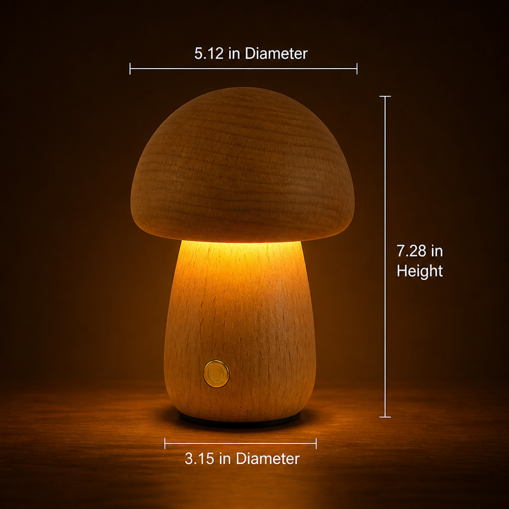 Retro Wood LED Mushroom Night Light