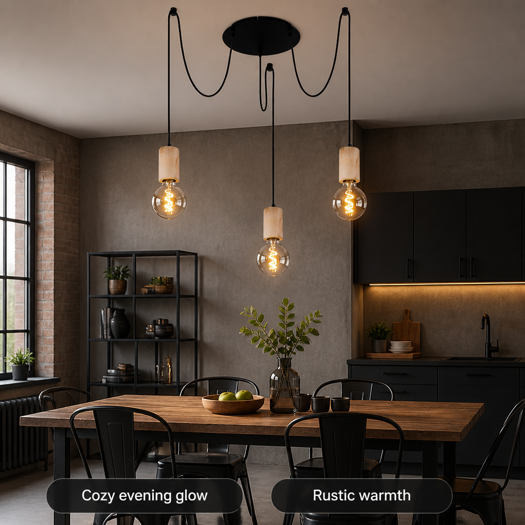 Rustic 3-Light Wood Pendant Light