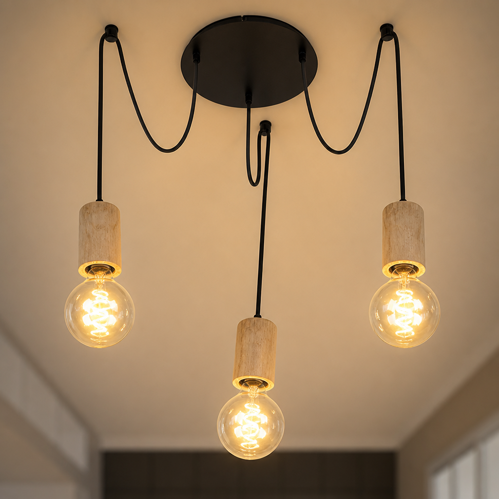 Rustic 3-Light Wood Pendant Light