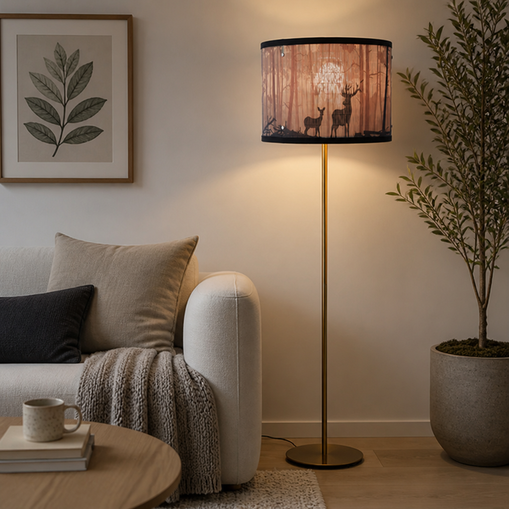 Rustic Bamboo Moose Print Pendant Light