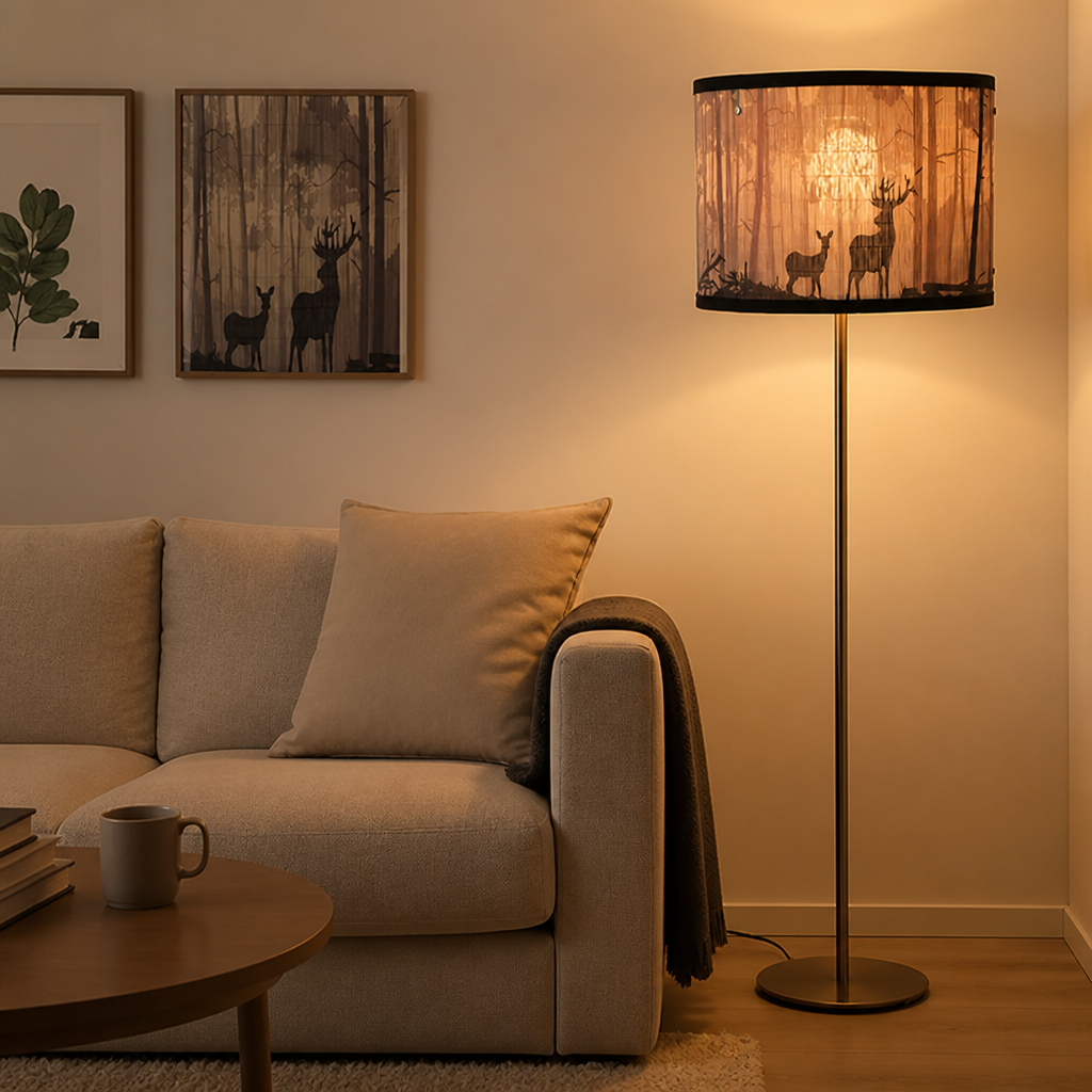 Rustic Bamboo Moose Print Pendant Light