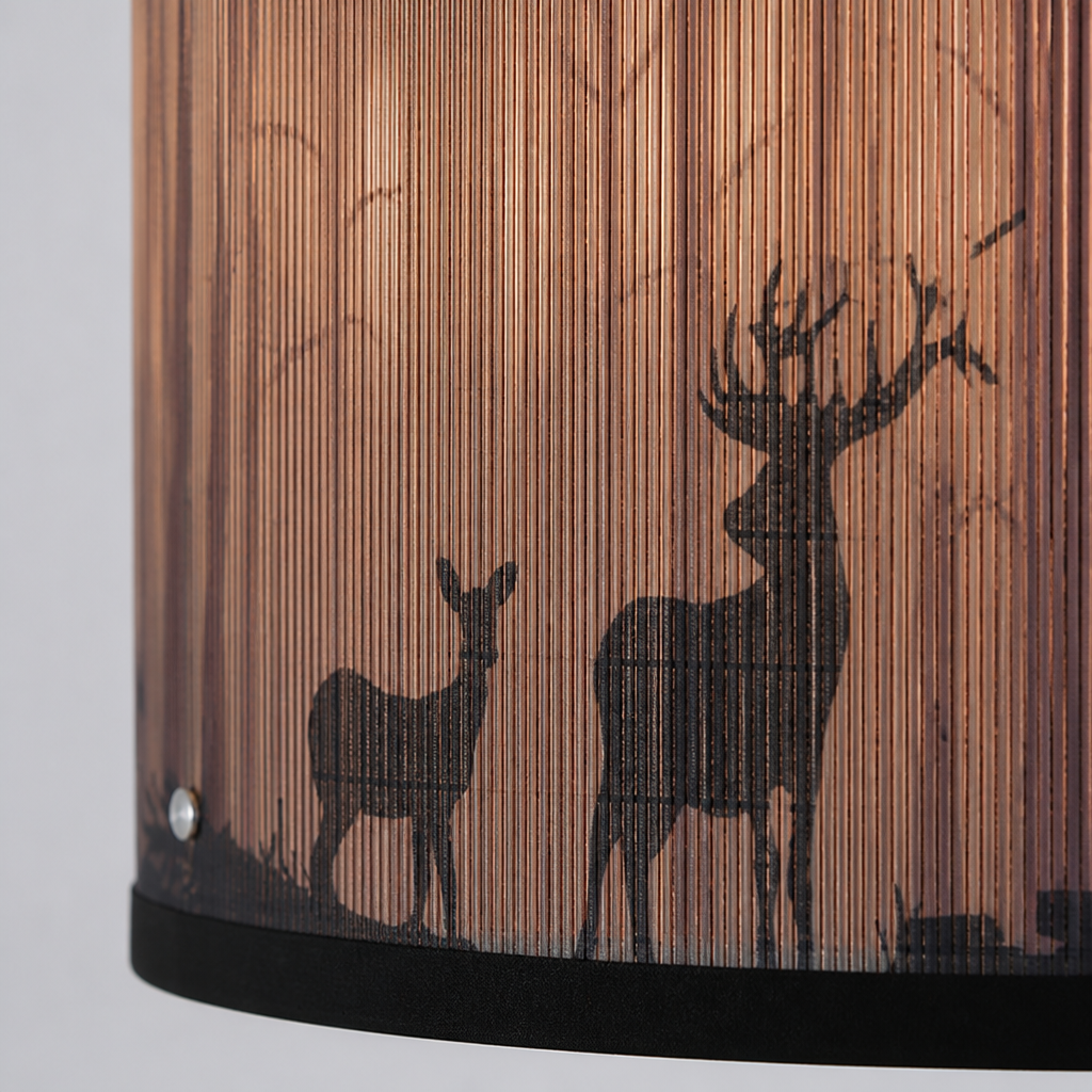 Rustic Bamboo Moose Print Pendant Light