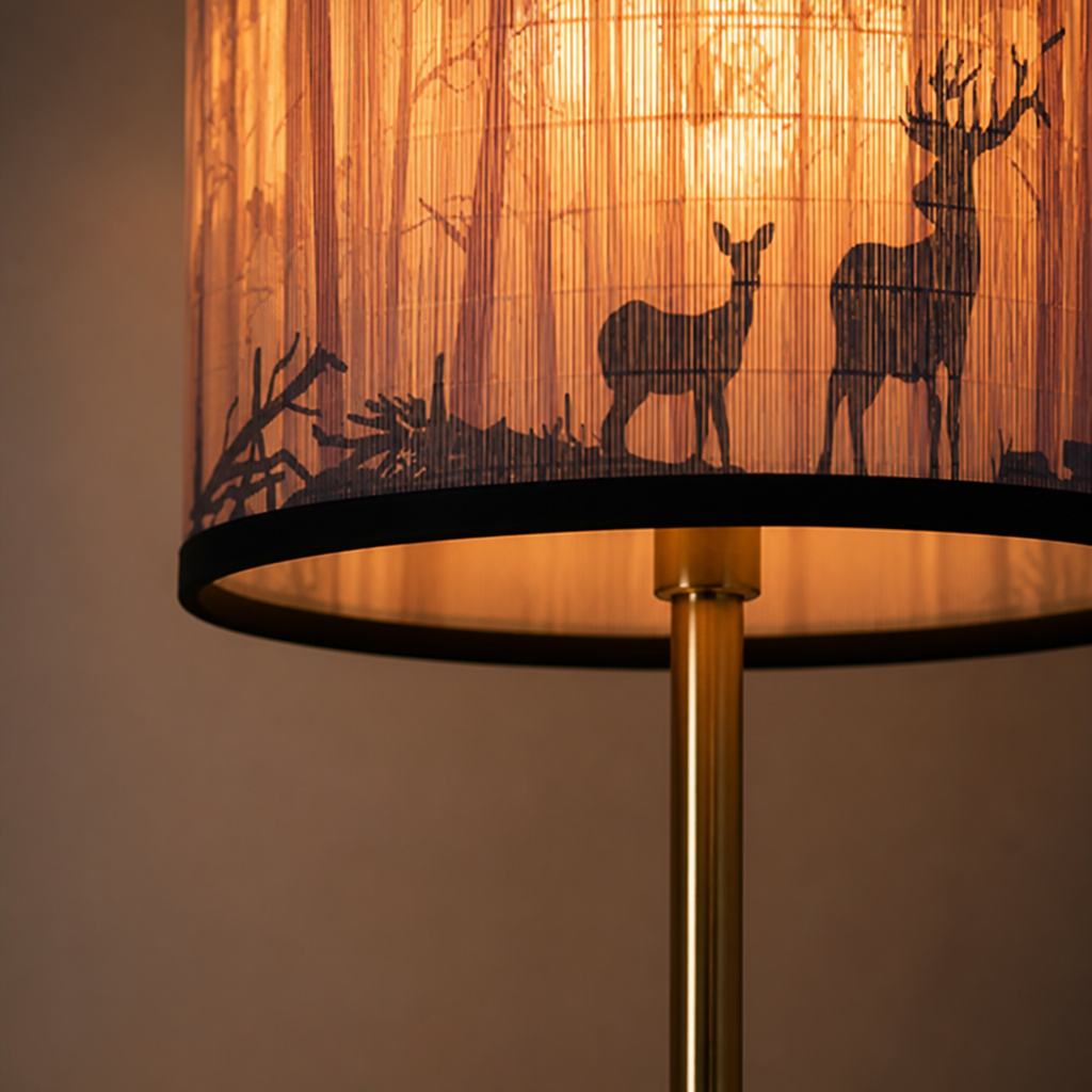 Rustic Bamboo Moose Print Pendant Light