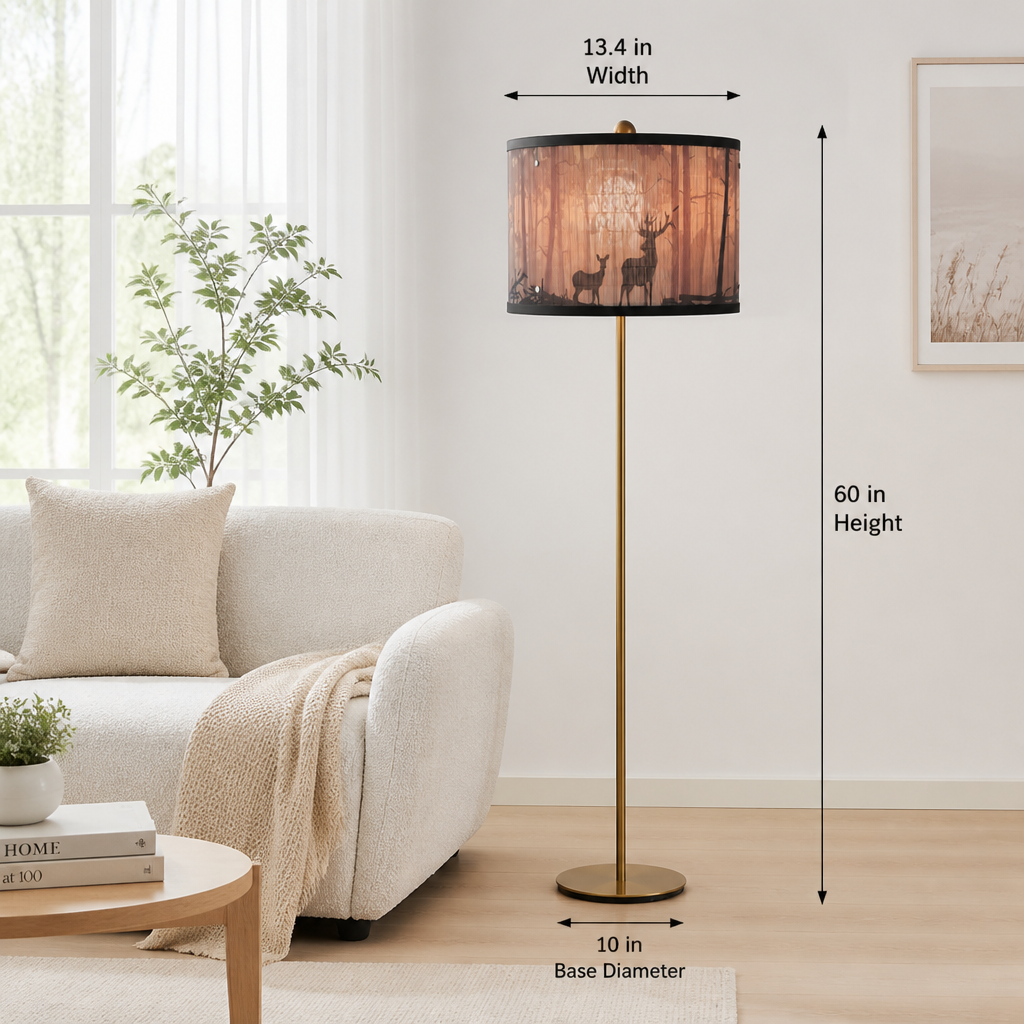 Rustic Bamboo Moose Print Pendant Light