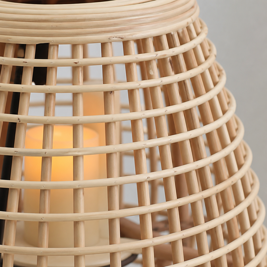 Rustic Hand-Woven Vine Candle Holder Floor Lamp