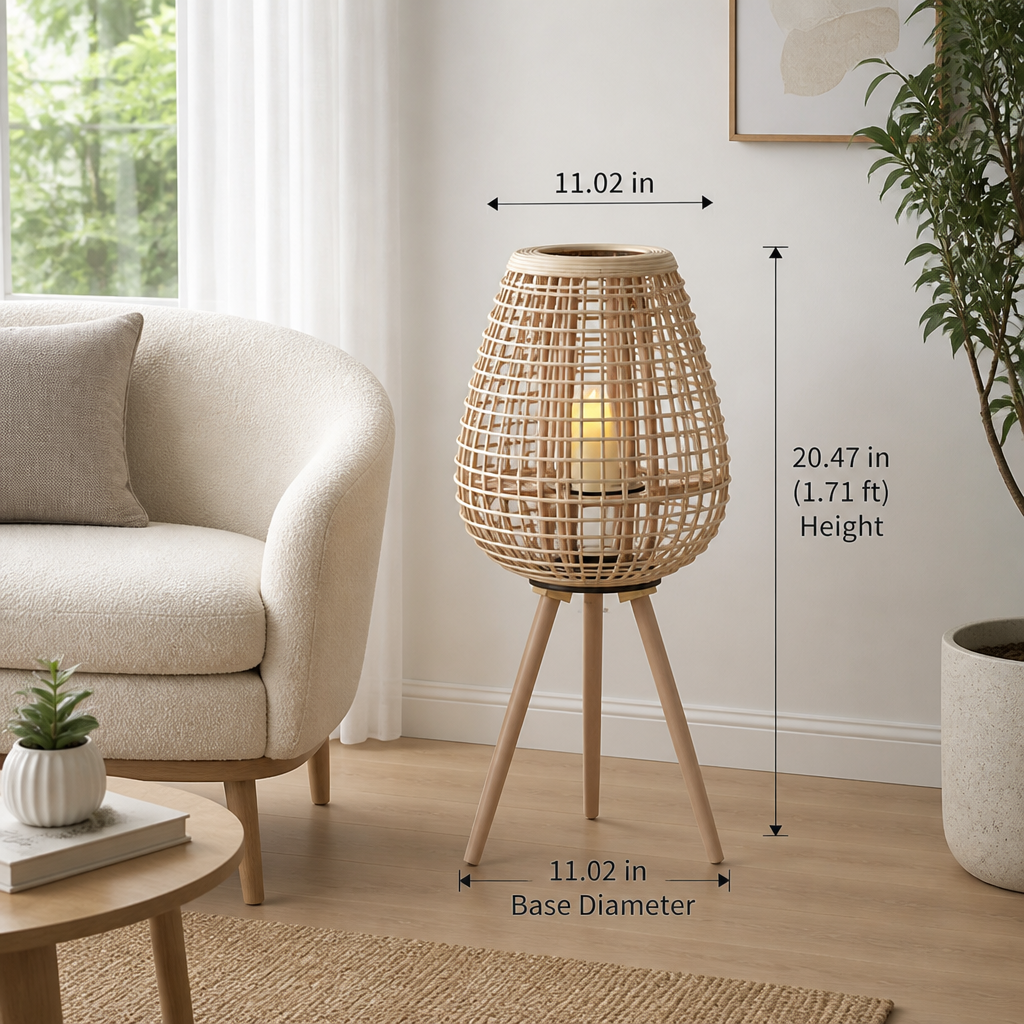 Rustic Hand-Woven Vine Candle Holder Floor Lamp