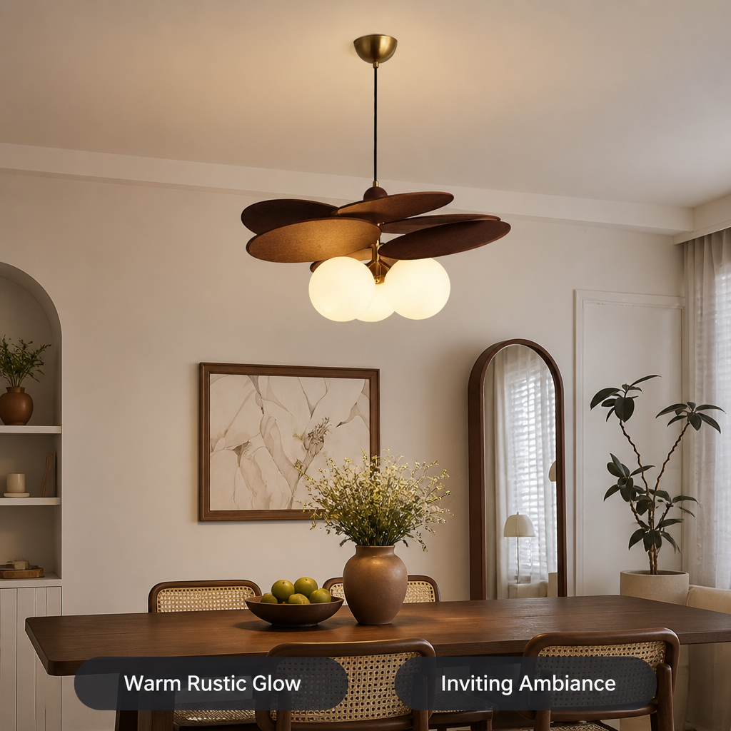 Rustic Metal & Glass 3-Head Chandelier