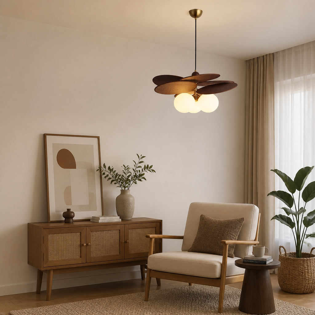 Rustic Metal & Glass 3-Head Chandelier