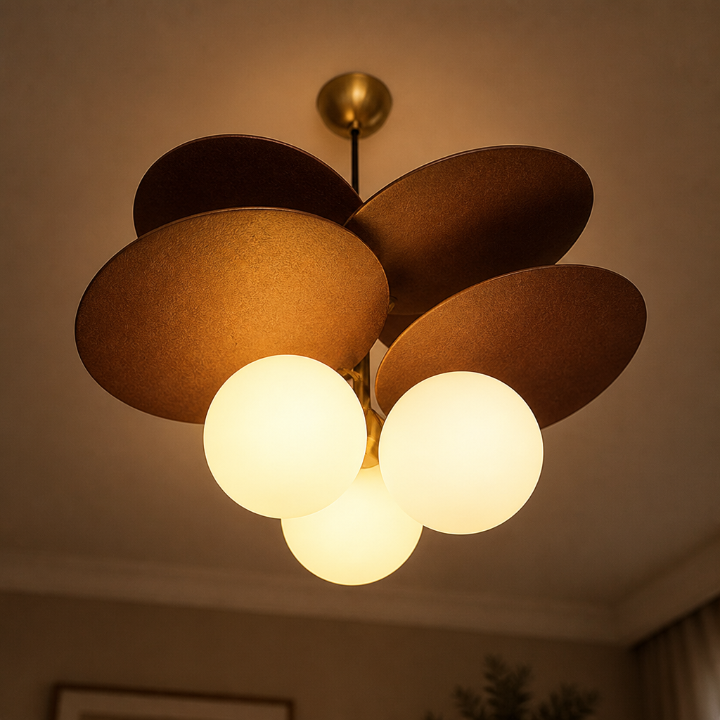 Rustic Metal & Glass 3-Head Chandelier