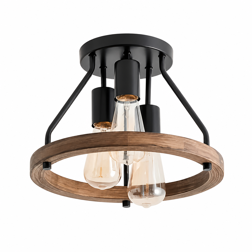 Rustic Metal Semi-Flush Chandelier