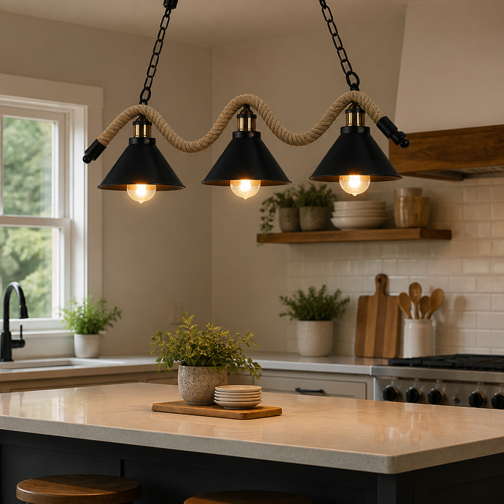 Rustic Rope 3-Light Pendant Light