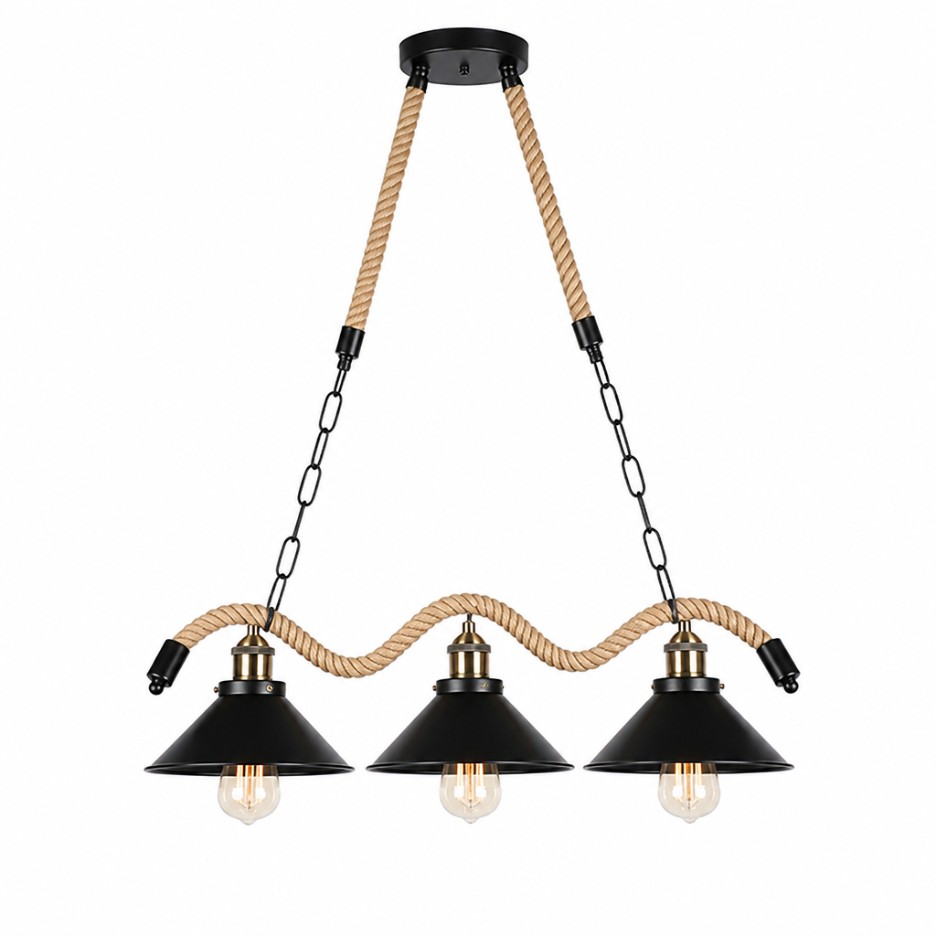 Rustic Rope 3-Light Pendant Light