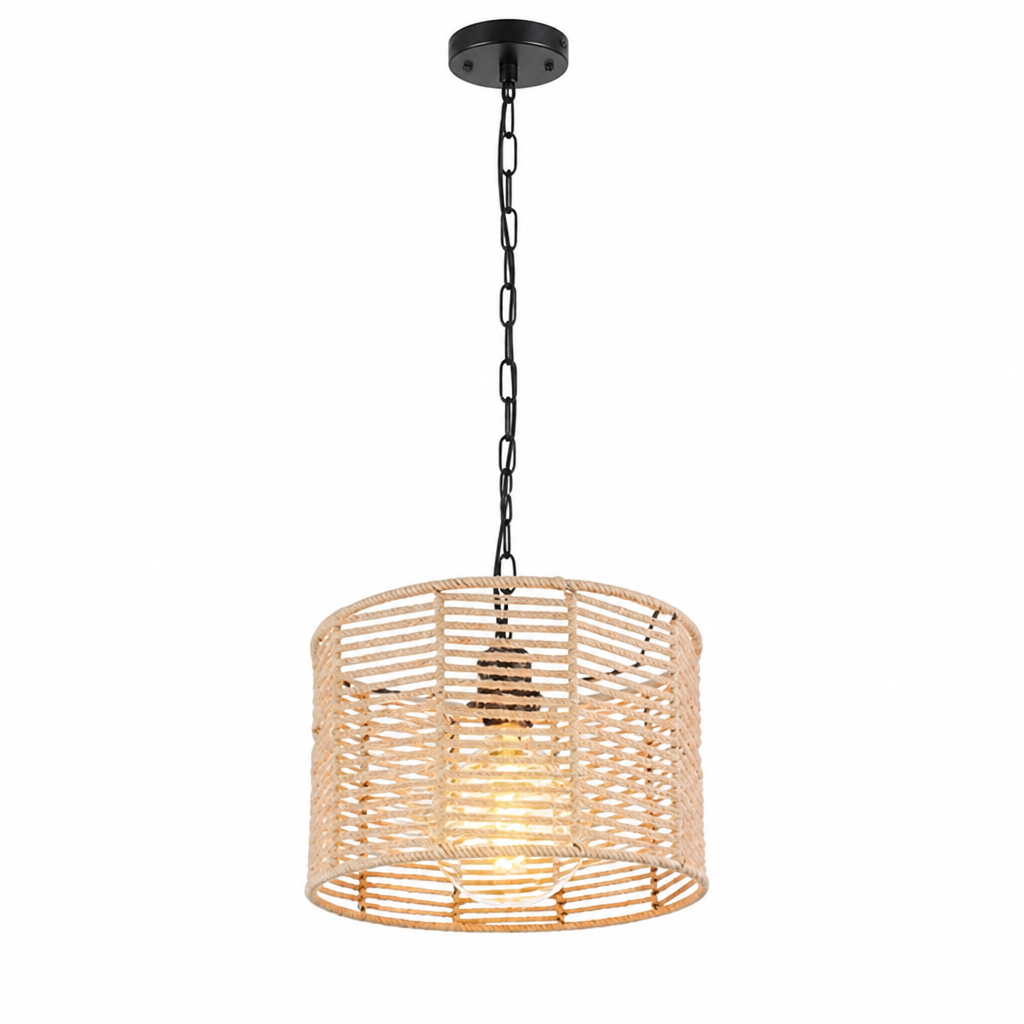Rustic Rope & Metal Pendant Light