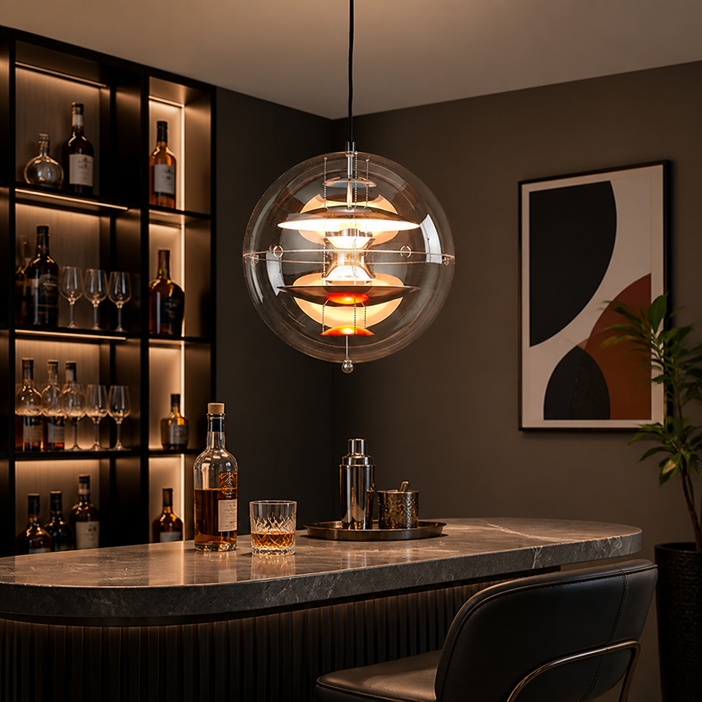 Scandinavian Acrylic & Metal Circular Pendant Light
