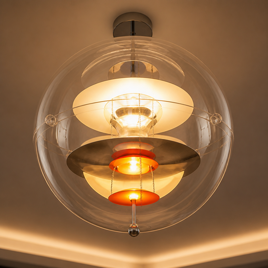 Scandinavian Acrylic & Metal Circular Pendant Light