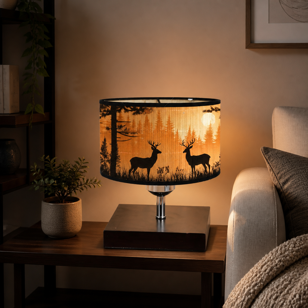 Scandinavian Bamboo Elk Silhouette Table Lamp