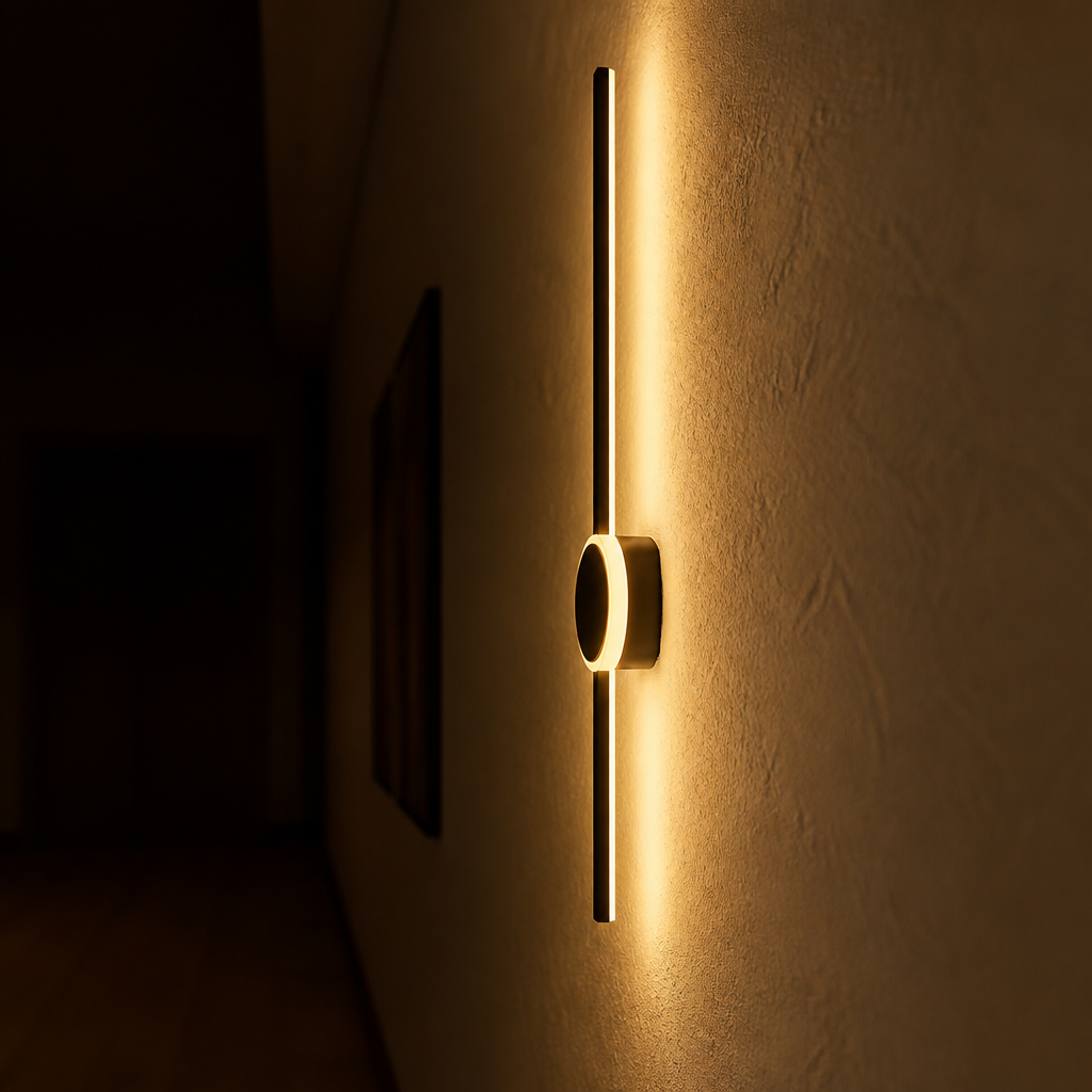 Scandinavian Black & Gold LED Backlight Wall Sconce