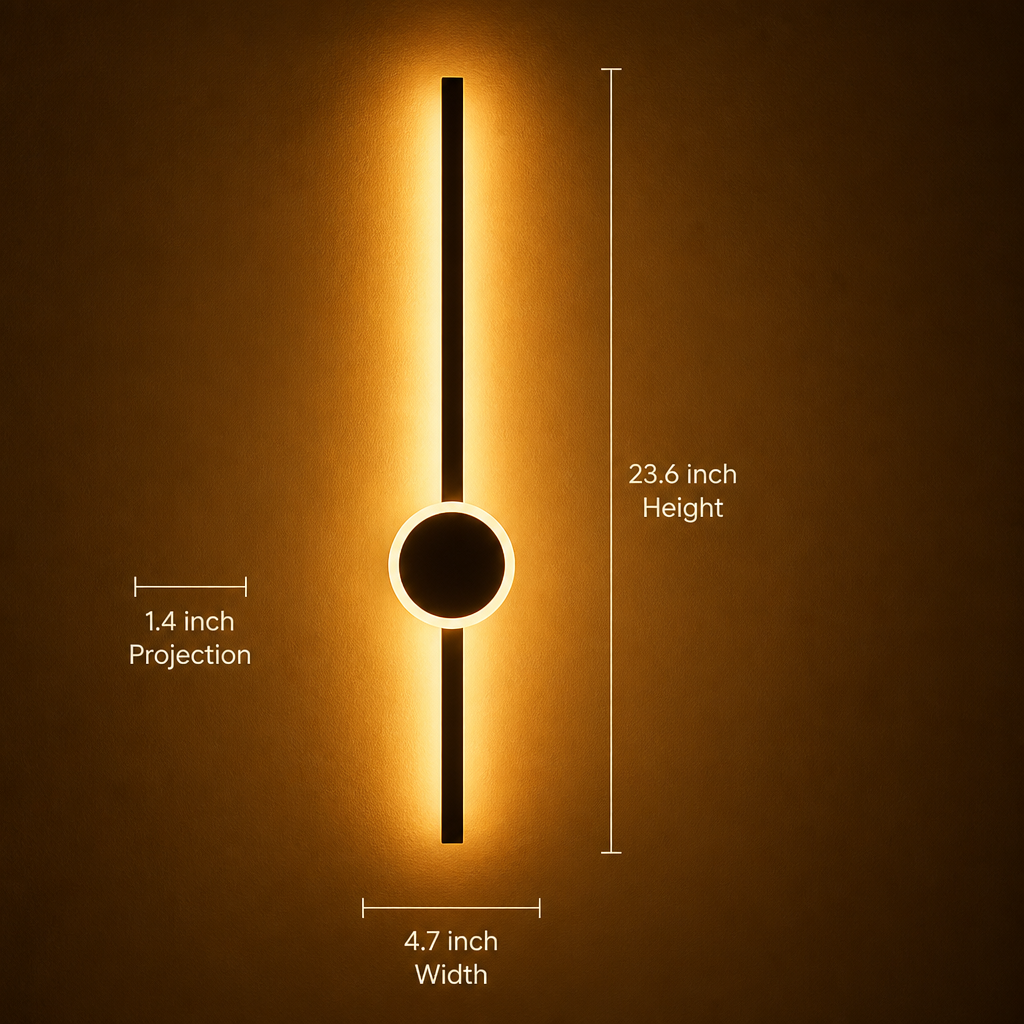 Scandinavian Black & Gold LED Backlight Wall Sconce