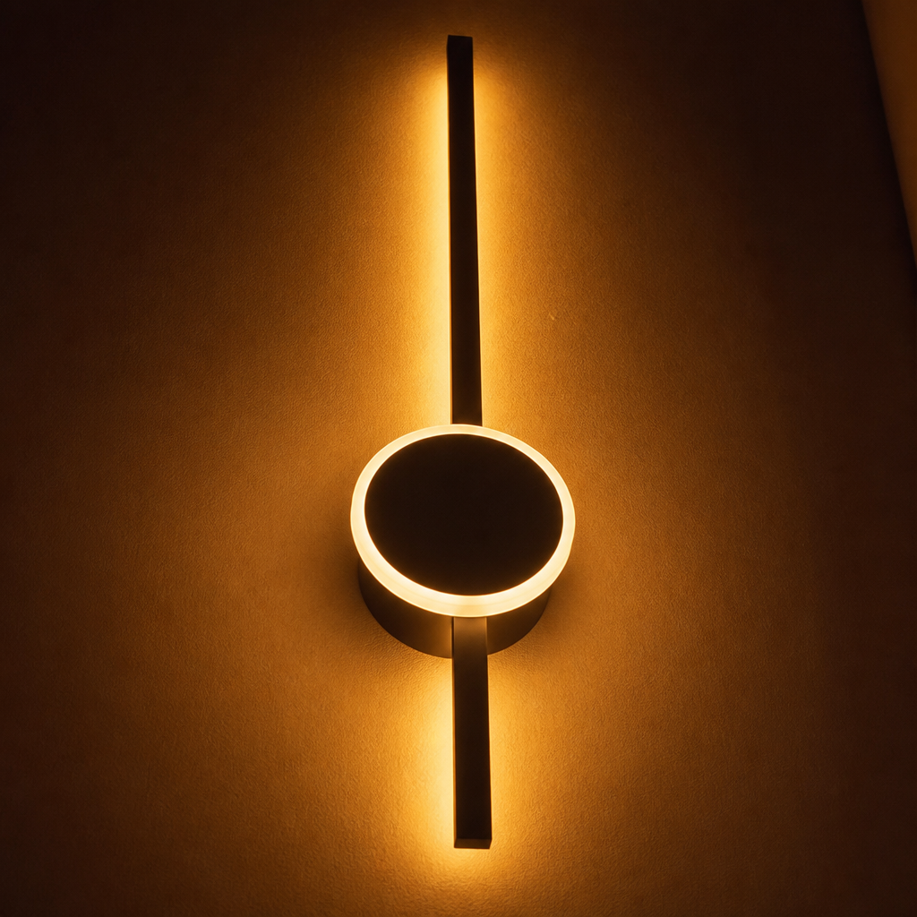 Scandinavian Black & Gold LED Backlight Wall Sconce