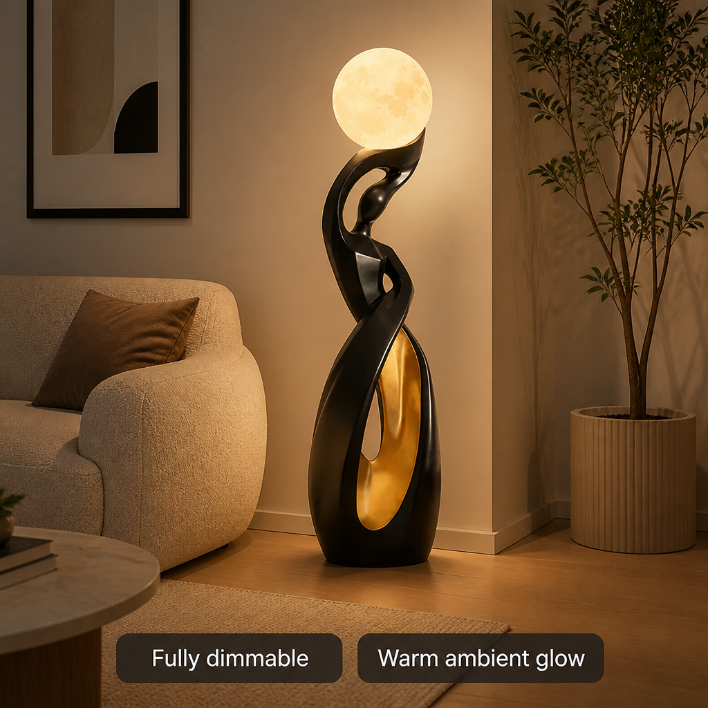 Scandinavian Black-Gold LED Sculptural Floor Lamp