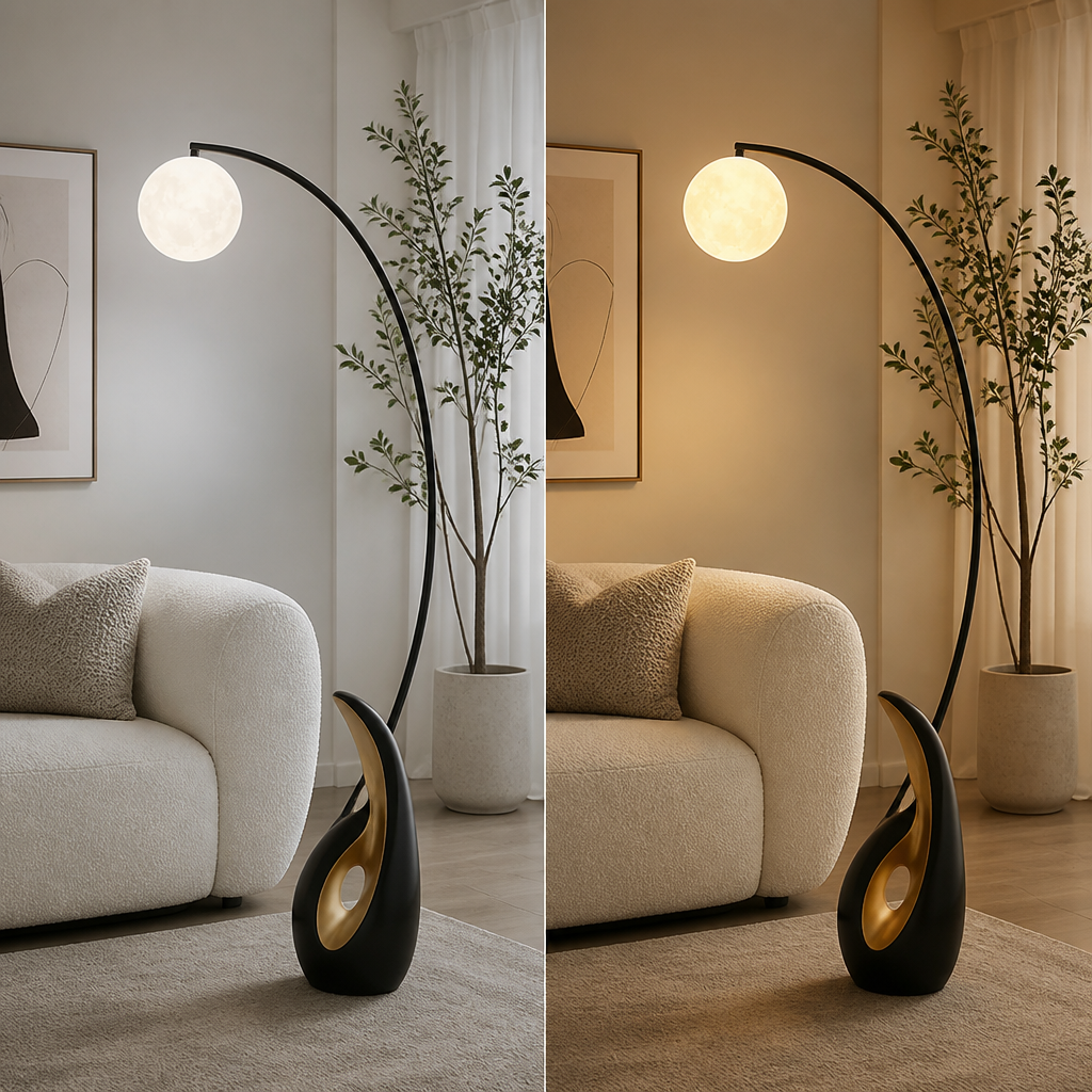 Scandinavian Black-Gold LED Sculptural Floor Lamp