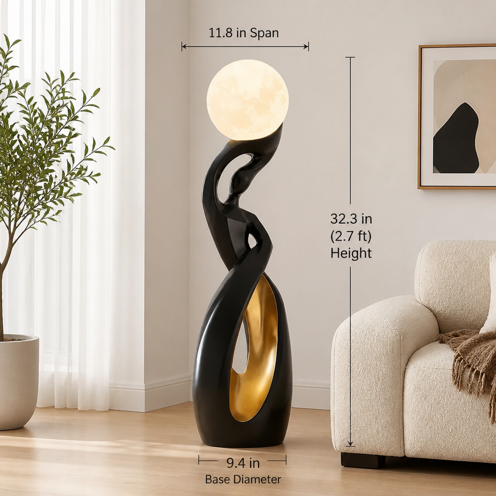 Scandinavian Black-Gold LED Sculptural Floor Lamp