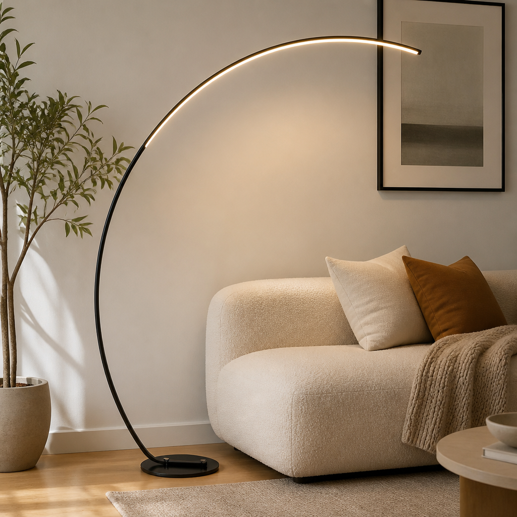 Scandinavian Black LED Arc Floor Lamp