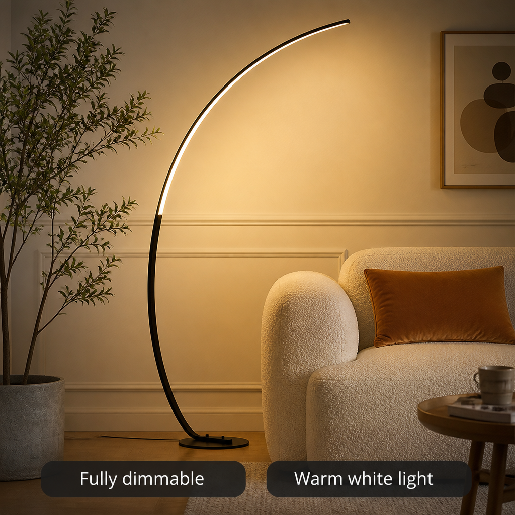Scandinavian Black LED Arc Floor Lamp