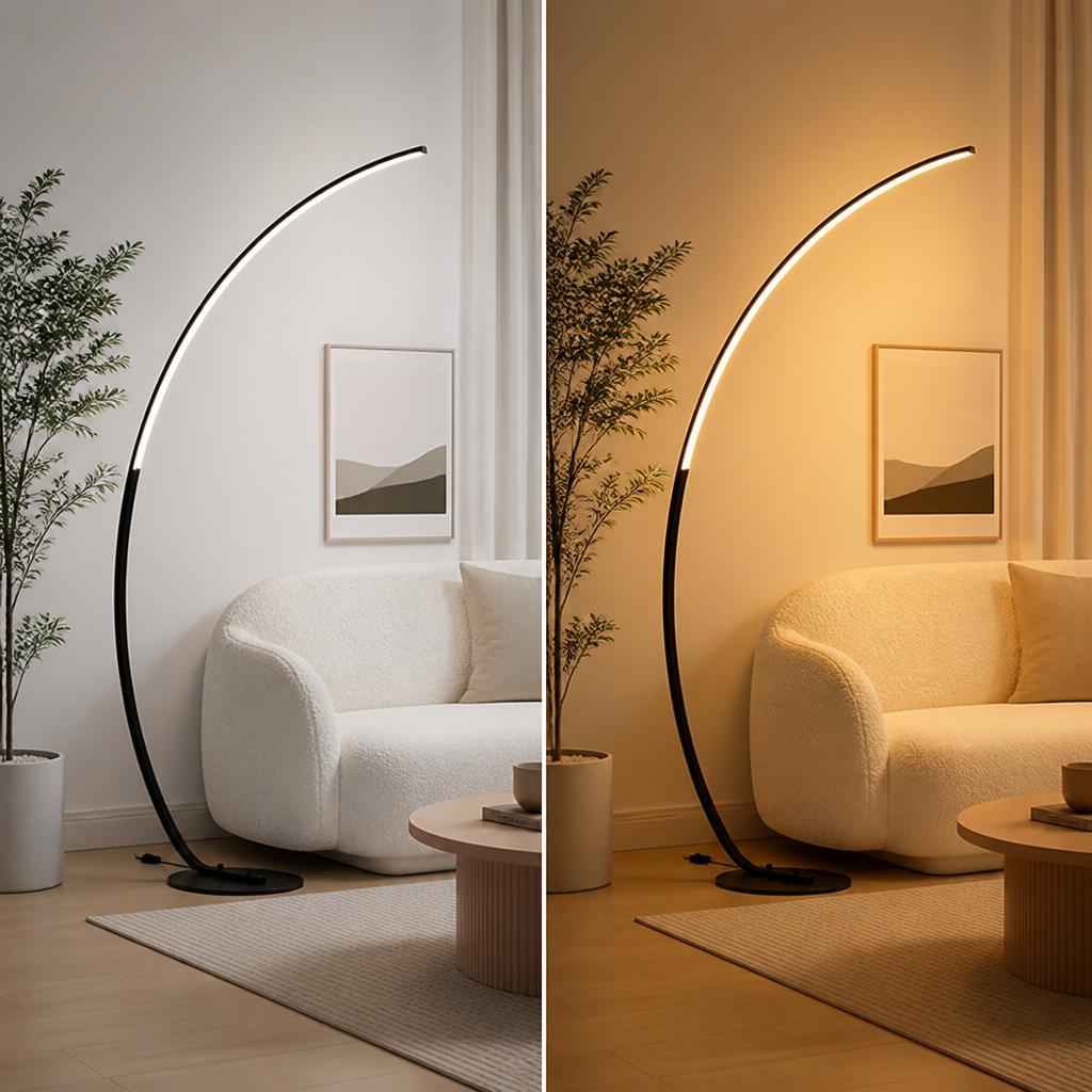 Scandinavian Black LED Arc Floor Lamp