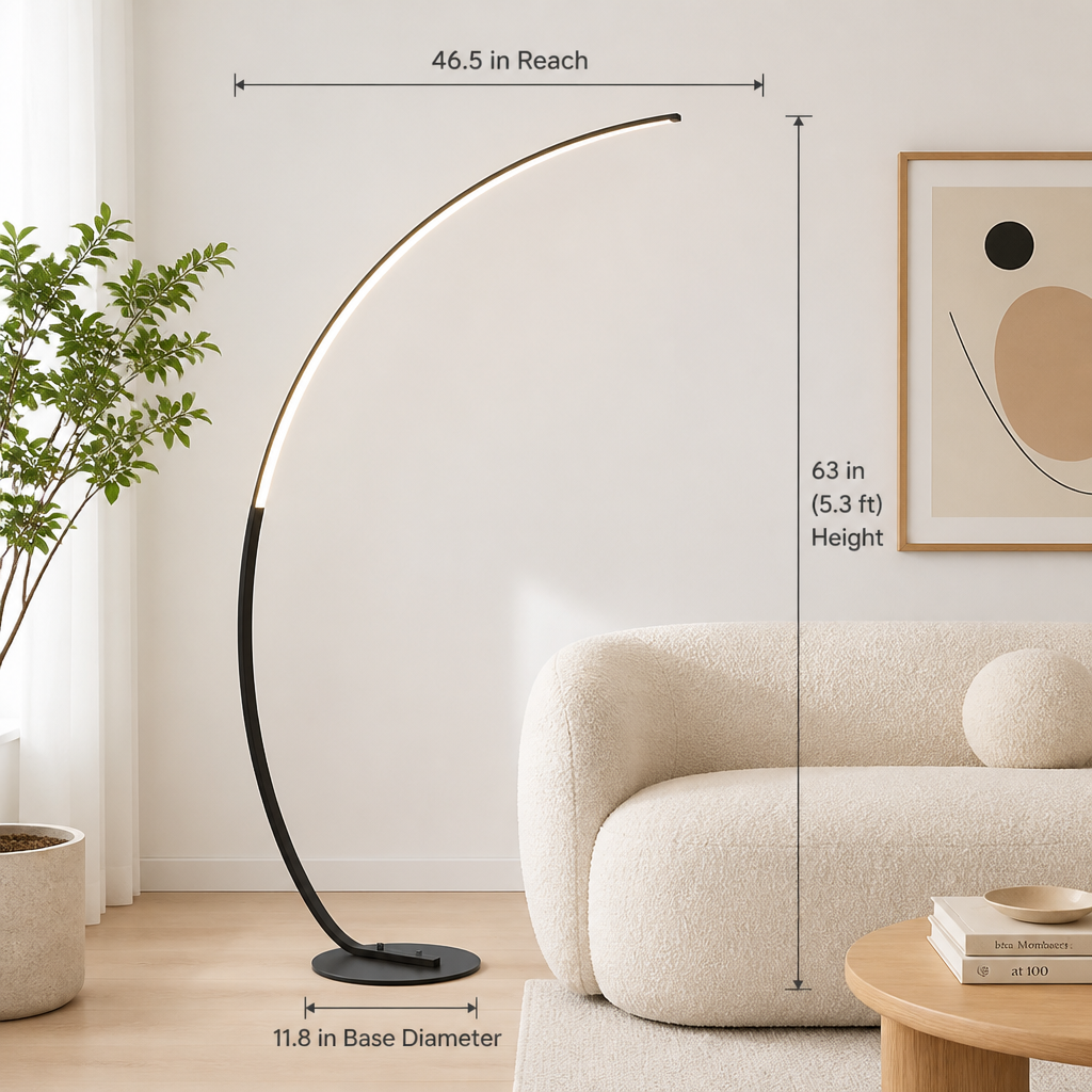 Scandinavian Black LED Arc Floor Lamp