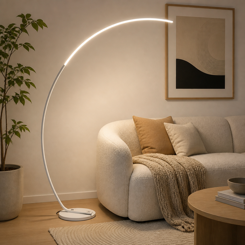 Scandinavian Black LED Arc Floor Lamp