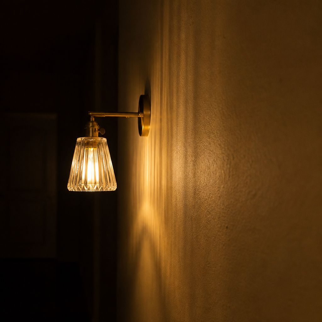 Scandinavian Brass & Glass Wall Sconce