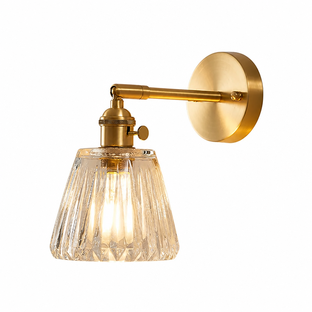 Scandinavian Brass & Glass Wall Sconce