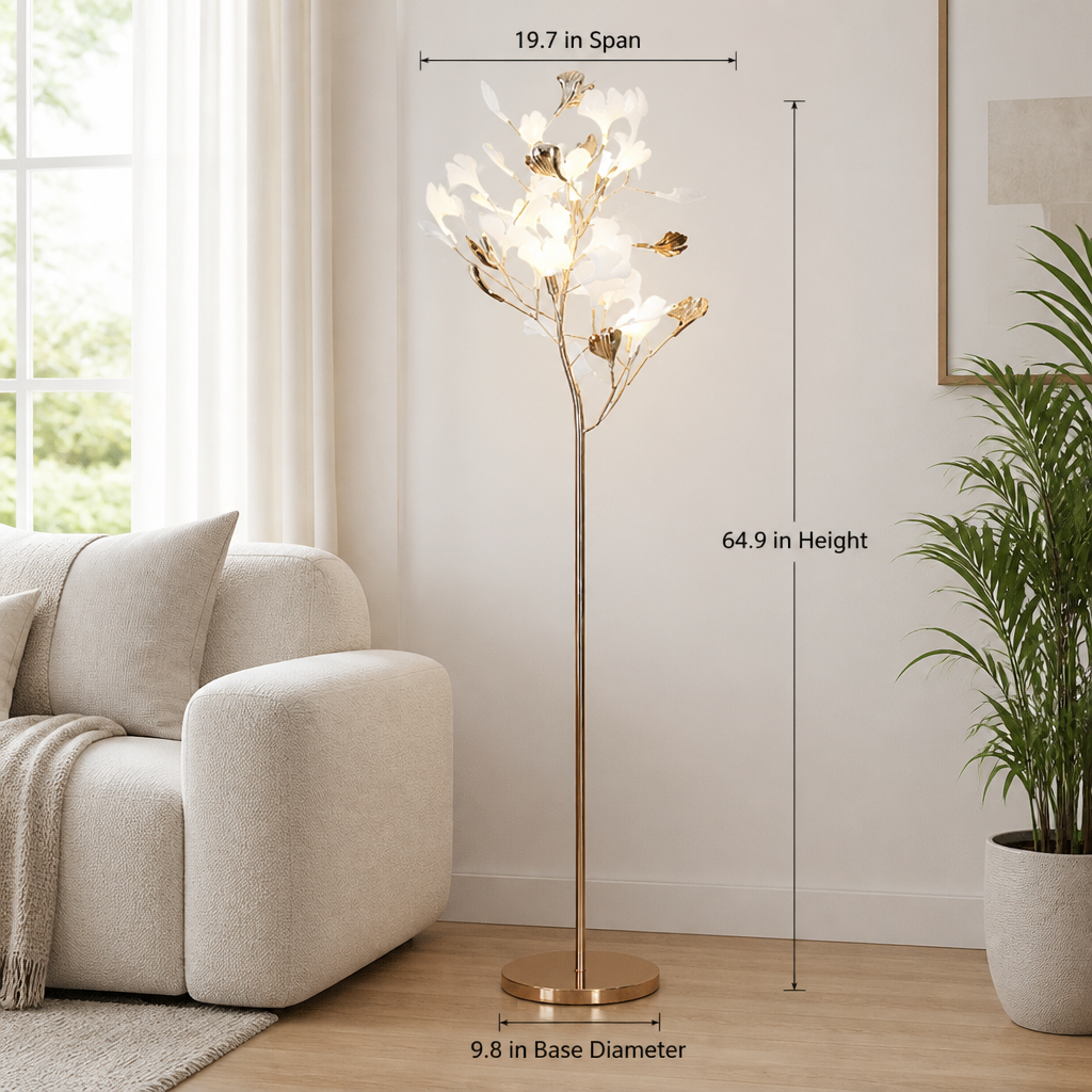 Scandinavian Ceramic LED Ginkgo Leaf Floor Lamp