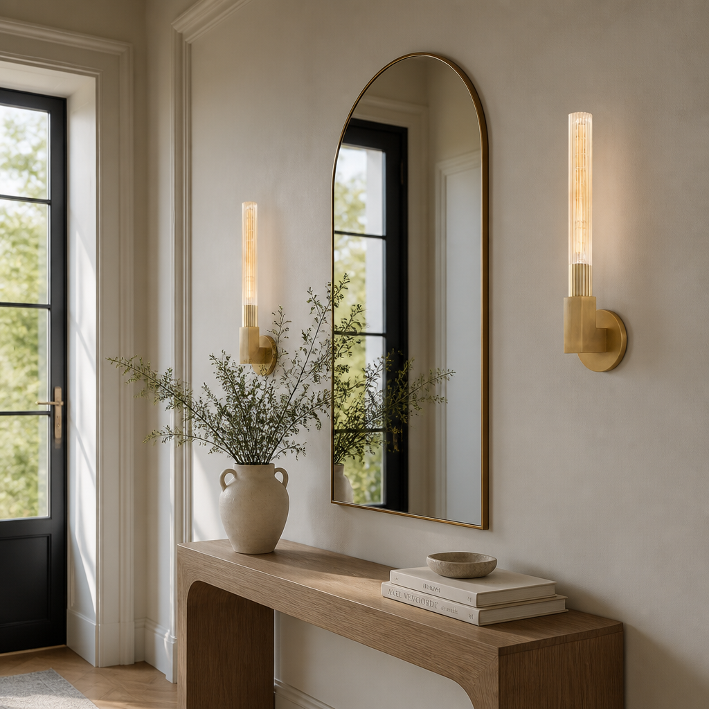 Scandinavian Copper & Glass Wall Sconce