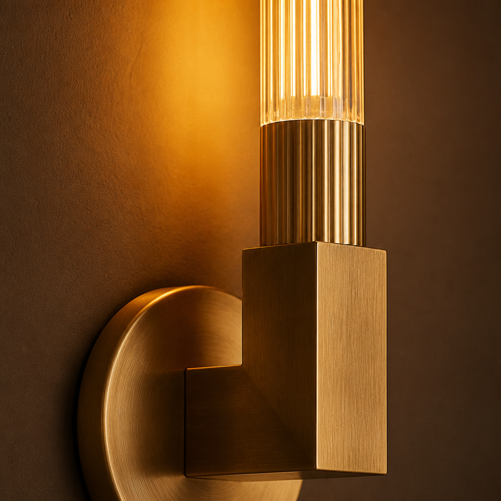 Scandinavian Copper & Glass Wall Sconce