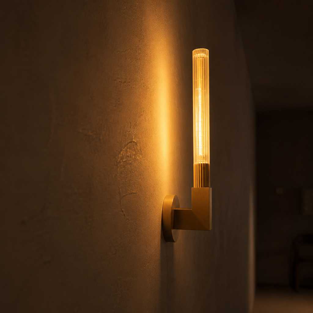 Scandinavian Copper & Glass Wall Sconce