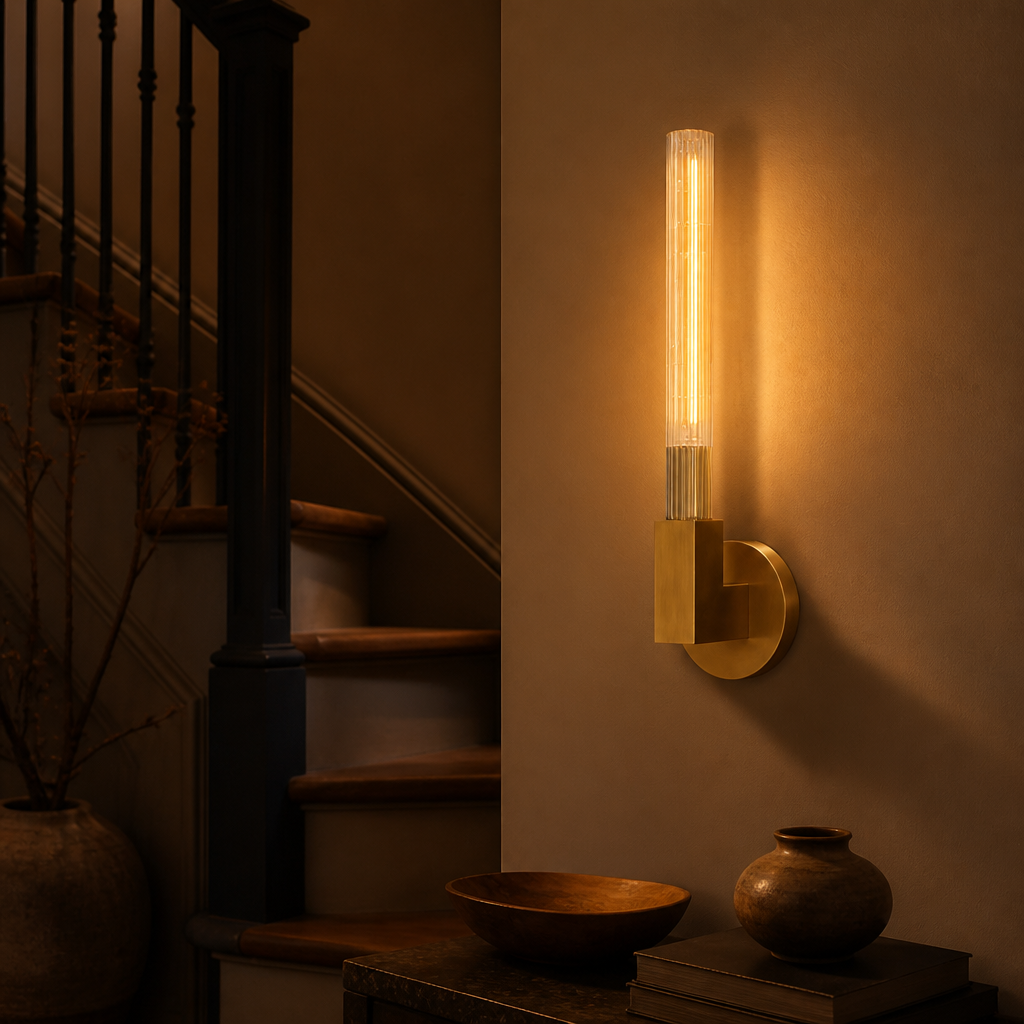 Scandinavian Copper & Glass Wall Sconce