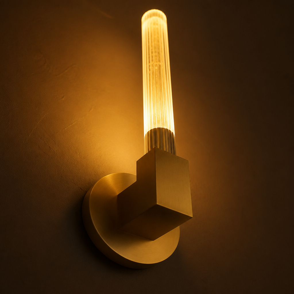 Scandinavian Copper & Glass Wall Sconce