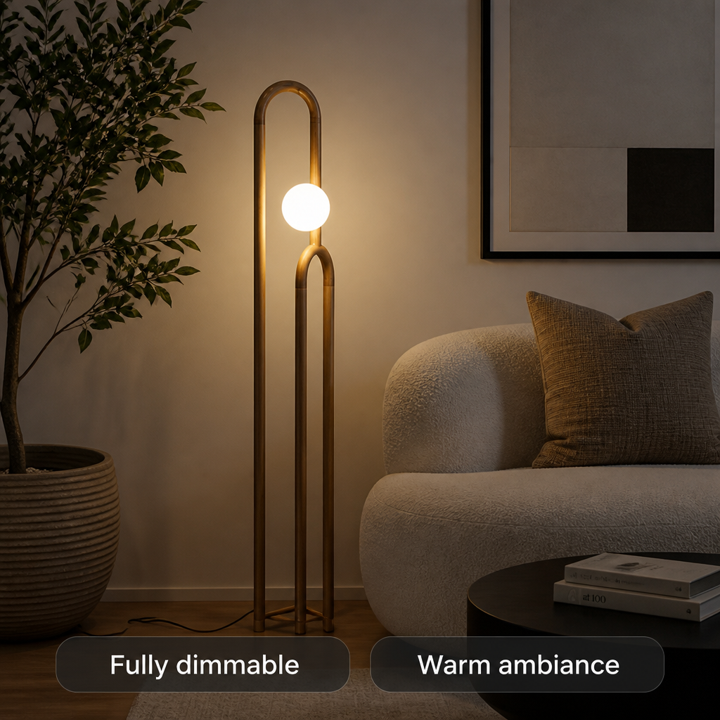 Scandinavian Dark Wood LED Floor Lamp